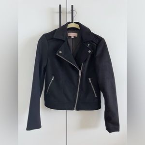 Philosophy Black Faux Suede Crop Biker Jacket Petite XS